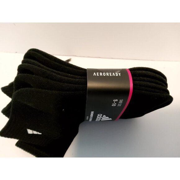 Adidas Womens Cushioned AEROREADY Socks 6 Pair Black Size 5-10 Comfortable - Picture 3 of 4